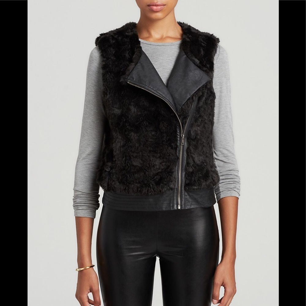 SANCTUARY FAUX FUR MOTO VEST M